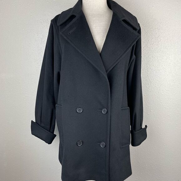 Vintage Gemini Double Breasted Black Wool Peacoat EUC - Picture 1 of 6